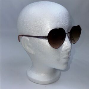 Heart Shaped Sunglasses. Beach Blast. Pink Metal Frames with Amber Lenses.
